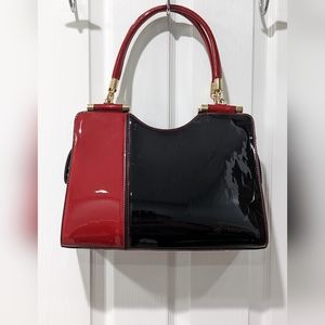 Red and black patent purse